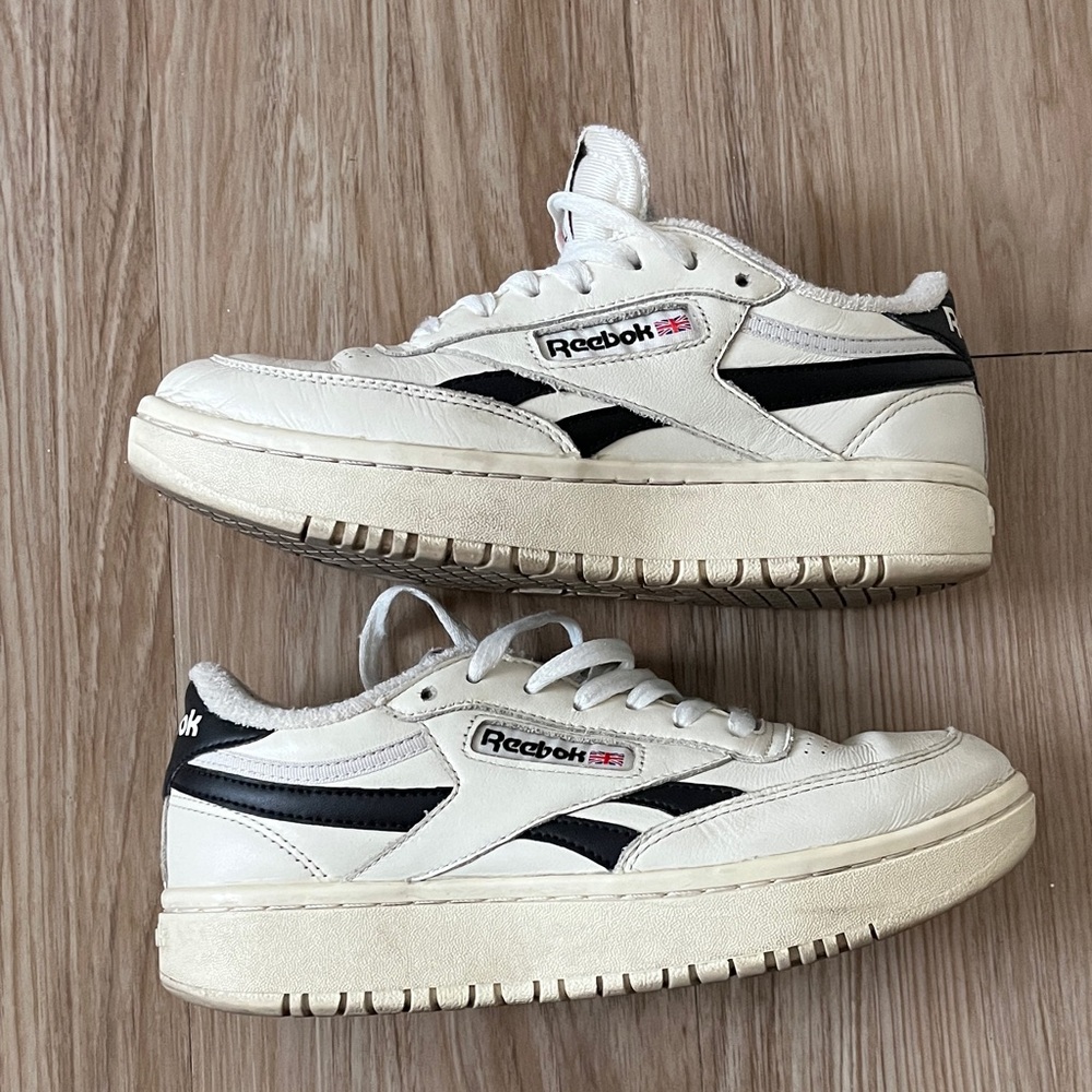 Reebok White and Black Low-Profile Sneakers